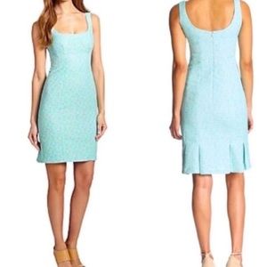 NANETTE LEPORE Demure Pleated Tweed Teal Dress 2